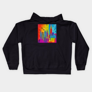 New York Skyline Ai Art Postmodern Kids Hoodie